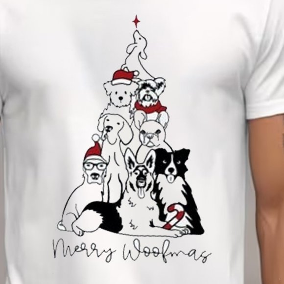 Dog Christmas T Shirt, Merry Woofmas Shirt, Dog Christmas Tree, Dog Mom Shirt - Picture 2 of 5